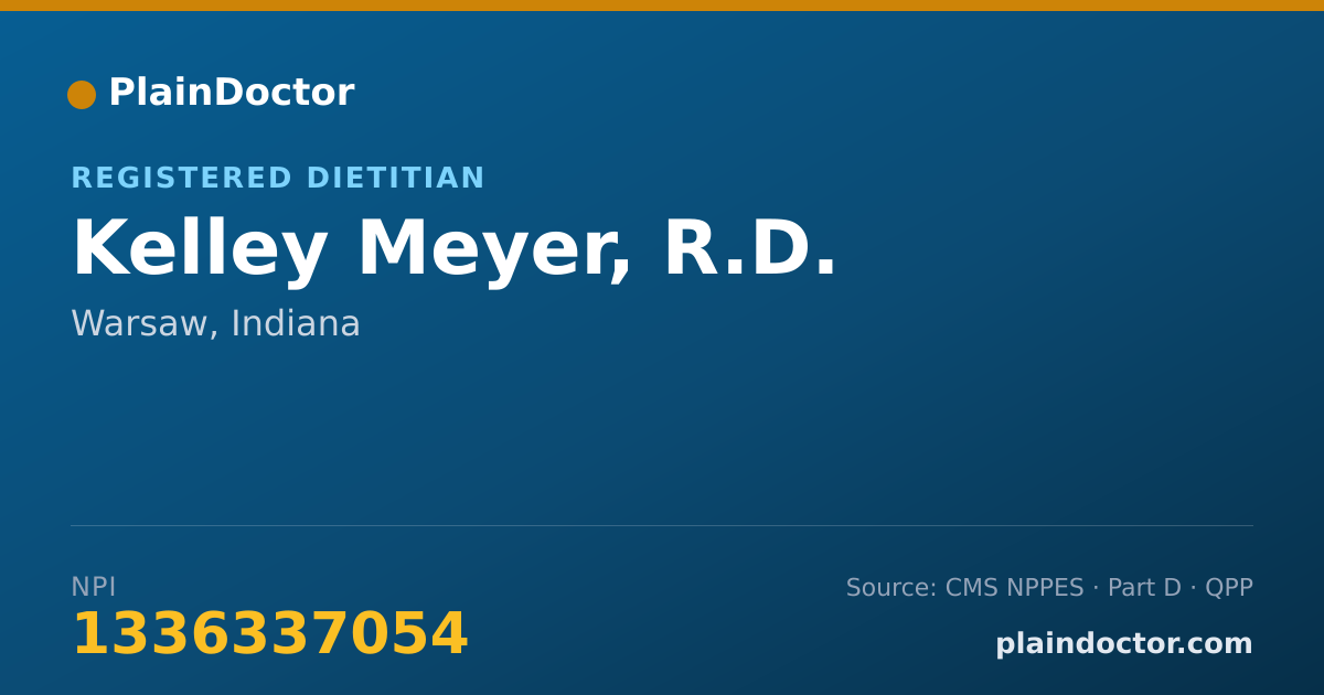Shareable card for Kelley Meyer, R.D. - Registered Dietitian, Warsaw, IN