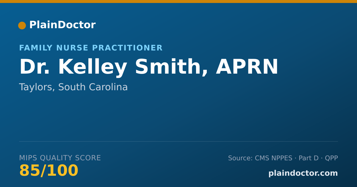 Shareable card for Kelley Smith, APRN - Family Nurse Practitioner, Taylors, SC