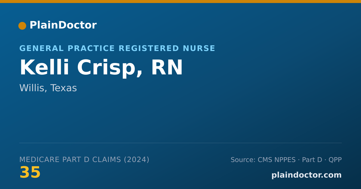 Shareable card for Kelli Crisp, RN - General Practice Registered Nurse, Willis, TX
