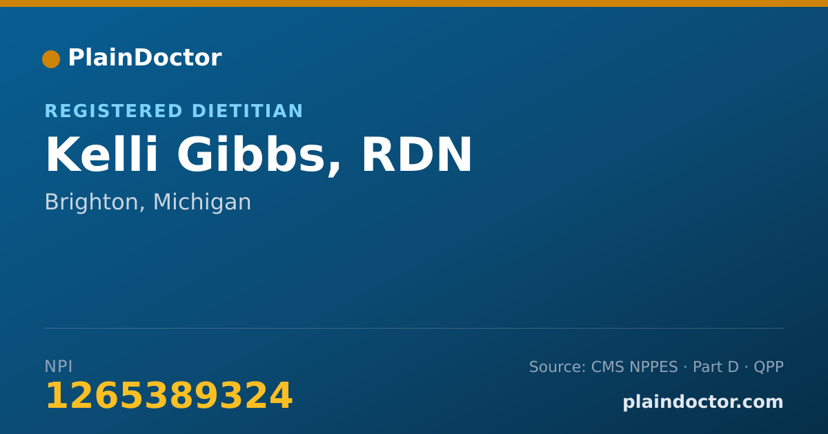 Shareable card for Kelli Gibbs, RDN - Registered Dietitian, Brighton, MI