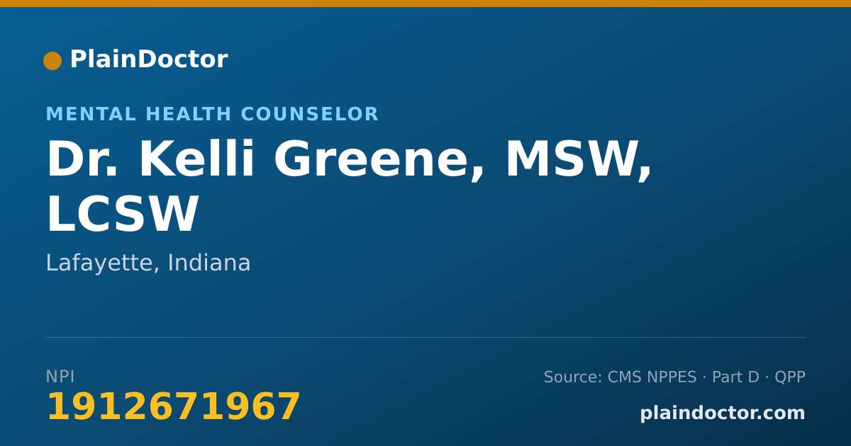 Shareable card for Kelli Greene, MSW, LCSW - Mental Health Counselor, Lafayette, IN
