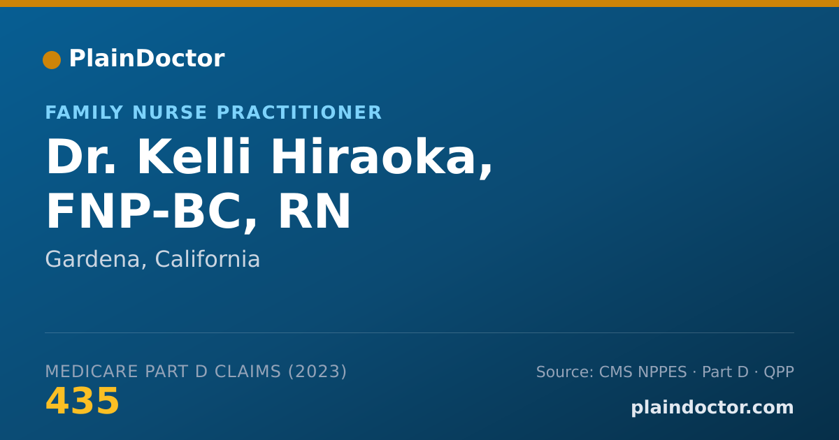 Shareable card for Kelli Hiraoka, FNP-BC, RN - Family Nurse Practitioner, Gardena, CA