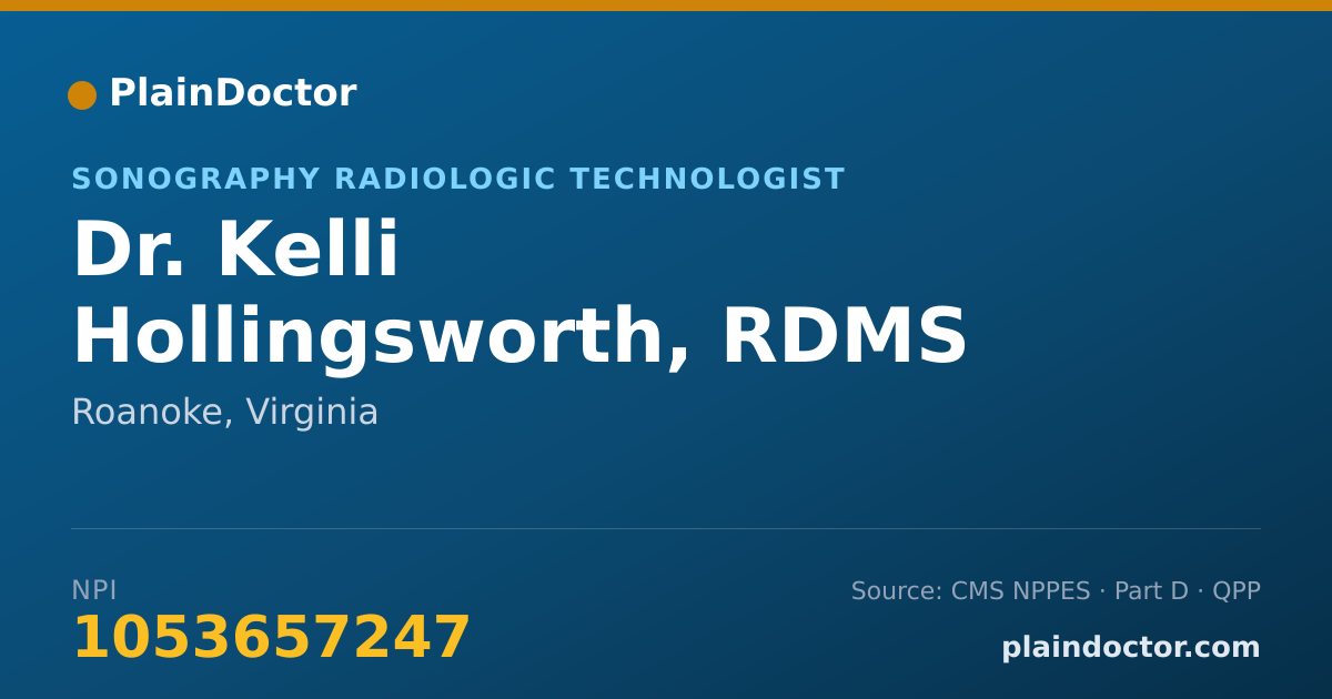 Shareable card for Kelli Hollingsworth, RDMS - Sonography Radiologic Technologist, Roanoke, VA