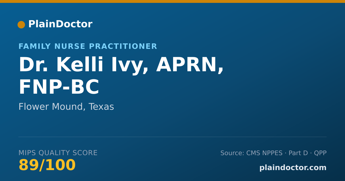 Shareable card for Kelli Ivy, APRN, FNP-BC - Family Nurse Practitioner, Flower Mound, TX