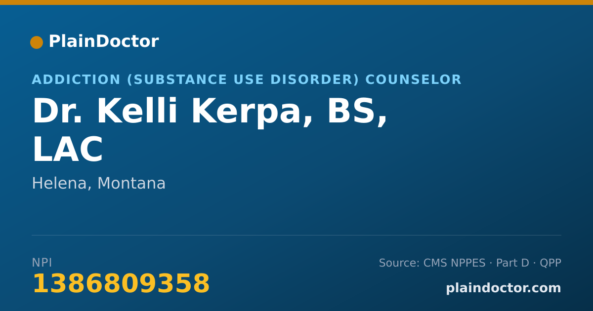 Shareable card for Kelli Kerpa, BS, LAC - Addiction (Substance Use Disorder) Counselor, Helena, MT