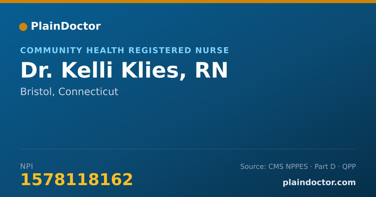 Shareable card for Kelli Klies, RN - Community Health Registered Nurse, Bristol, CT