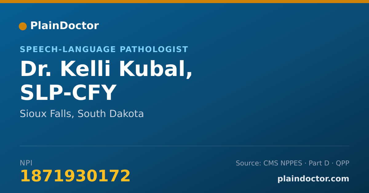 Shareable card for Kelli Kubal, SLP-CFY - Speech-Language Pathologist, Sioux Falls, SD