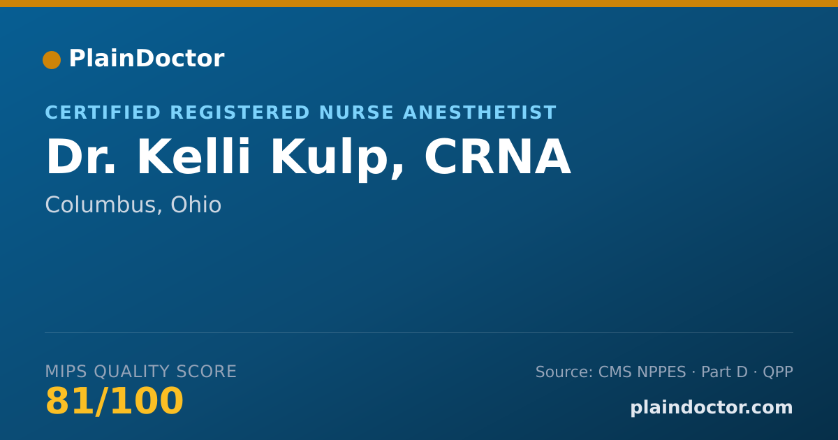 Shareable card for Kelli Kulp, CRNA - Certified Registered Nurse Anesthetist, Columbus, OH