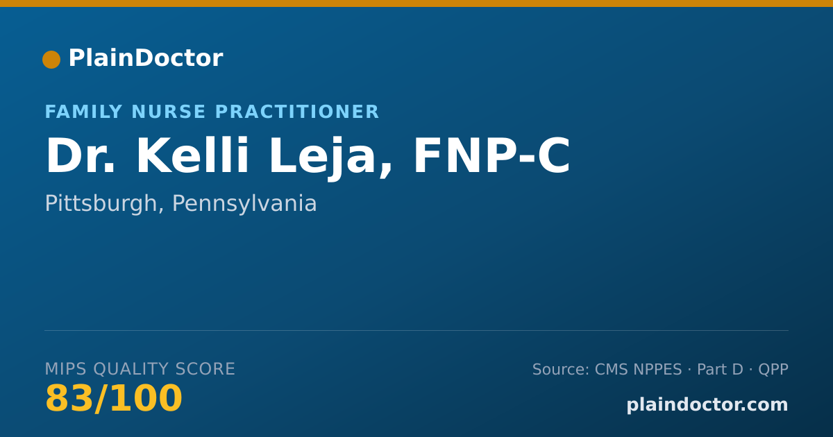 Shareable card for Kelli Leja, FNP-C - Family Nurse Practitioner, Pittsburgh, PA