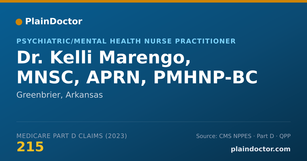 Shareable card for Kelli Marengo, MNSC, APRN, PMHNP-BC - Psychiatric/Mental Health Nurse Practitioner, Greenbrier, AR