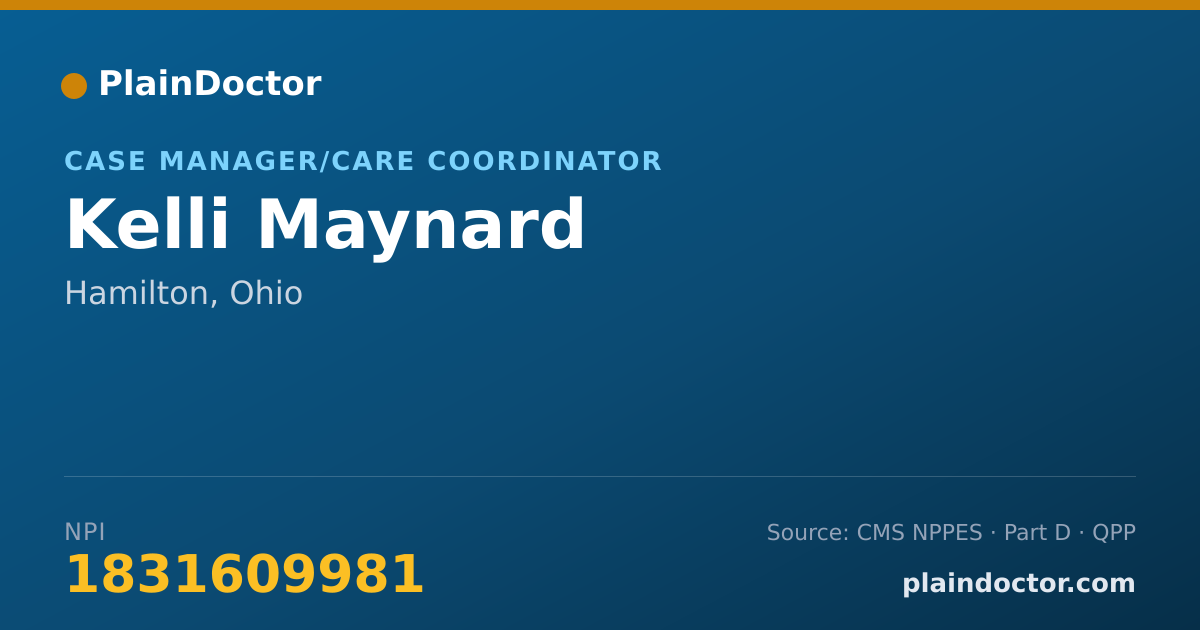 Shareable card for Kelli Maynard - Case Manager/Care Coordinator, Hamilton, OH