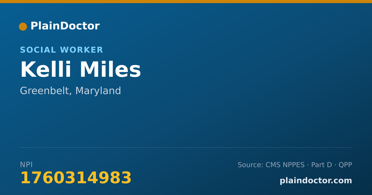 Shareable card for Kelli Miles - Social Worker, Greenbelt, MD
