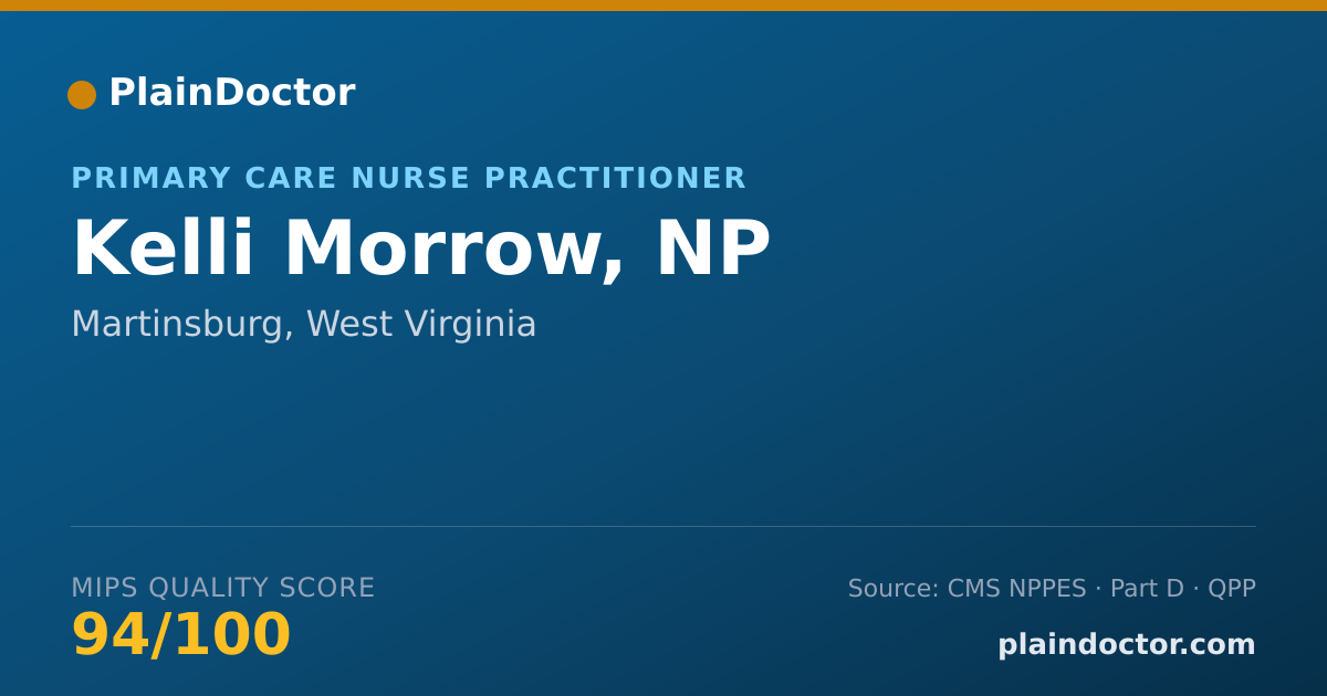 Shareable card for Kelli Morrow, NP - Primary Care Nurse Practitioner, Martinsburg, WV