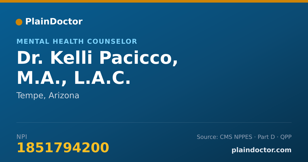 Shareable card for Kelli Pacicco, M.A., L.A.C. - Mental Health Counselor, Tempe, AZ