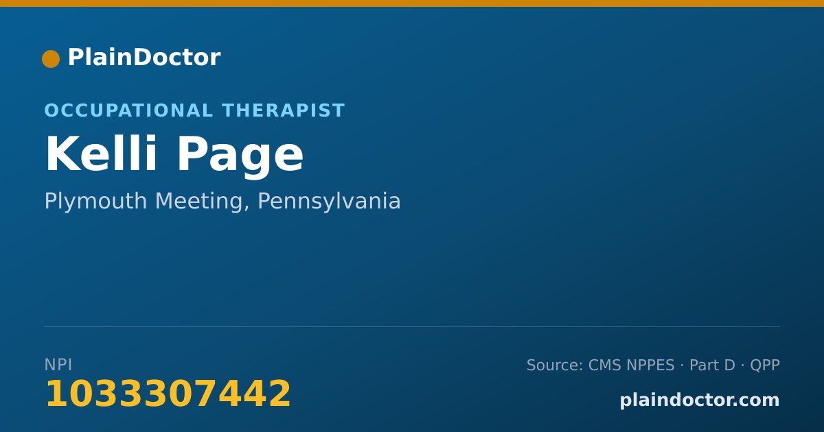 Shareable card for Kelli Page - Occupational Therapist, Plymouth Meeting, PA