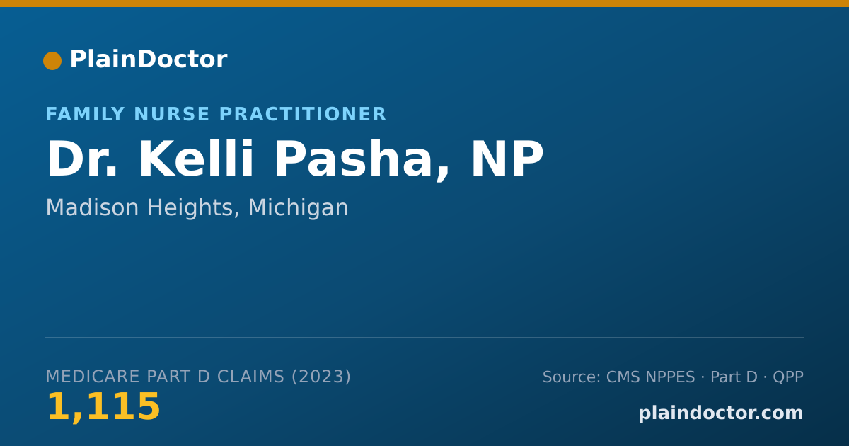 Shareable card for Kelli Pasha, NP - Family Nurse Practitioner, Madison Heights, MI