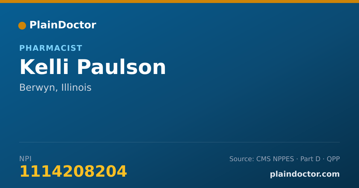 Shareable card for Kelli Paulson - Pharmacist, Berwyn, IL