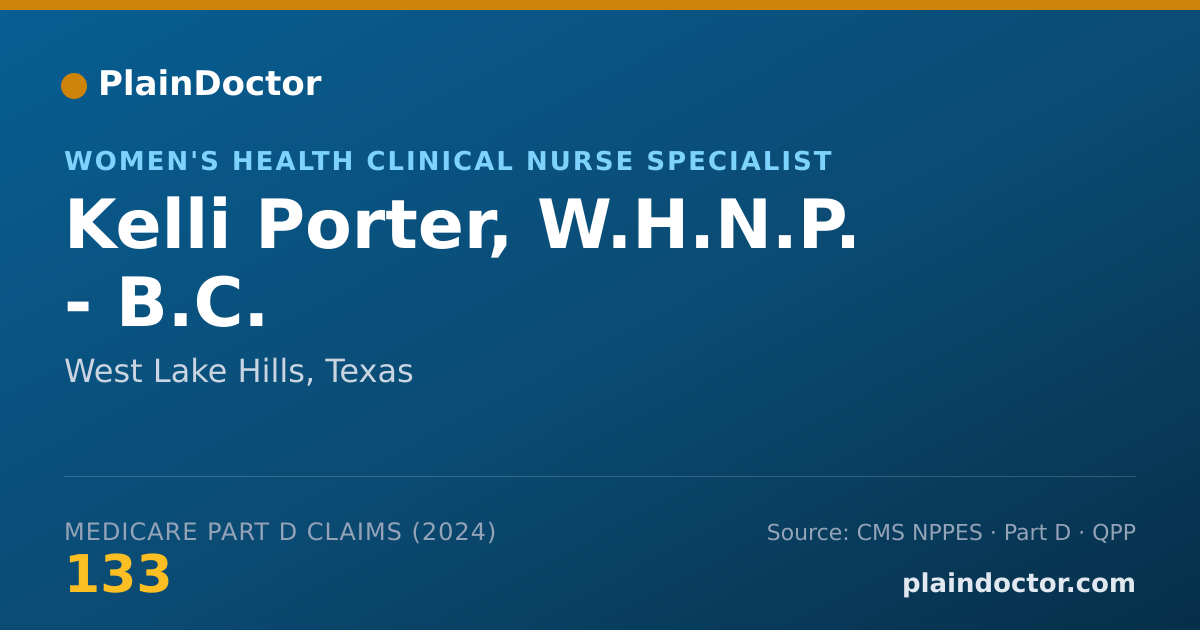 Shareable card for Kelli Porter, W.H.N.P. - B.C. - Women's Health Clinical Nurse Specialist, West Lake Hills, TX