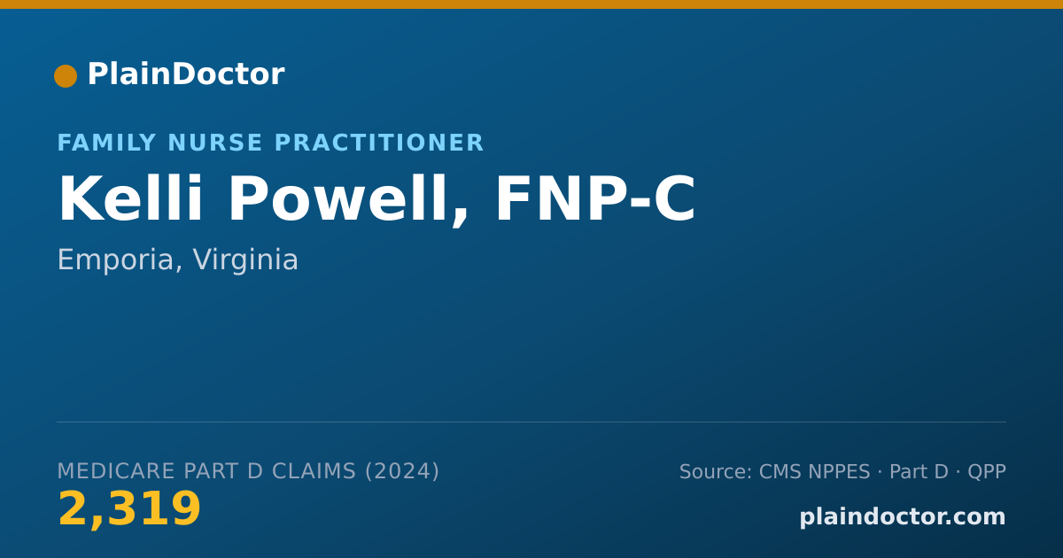 Shareable card for Kelli Powell, FNP-C - Family Nurse Practitioner, Emporia, VA