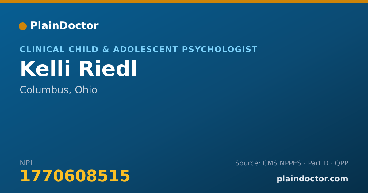Shareable card for Kelli Riedl - Clinical Child & Adolescent Psychologist, Columbus, OH