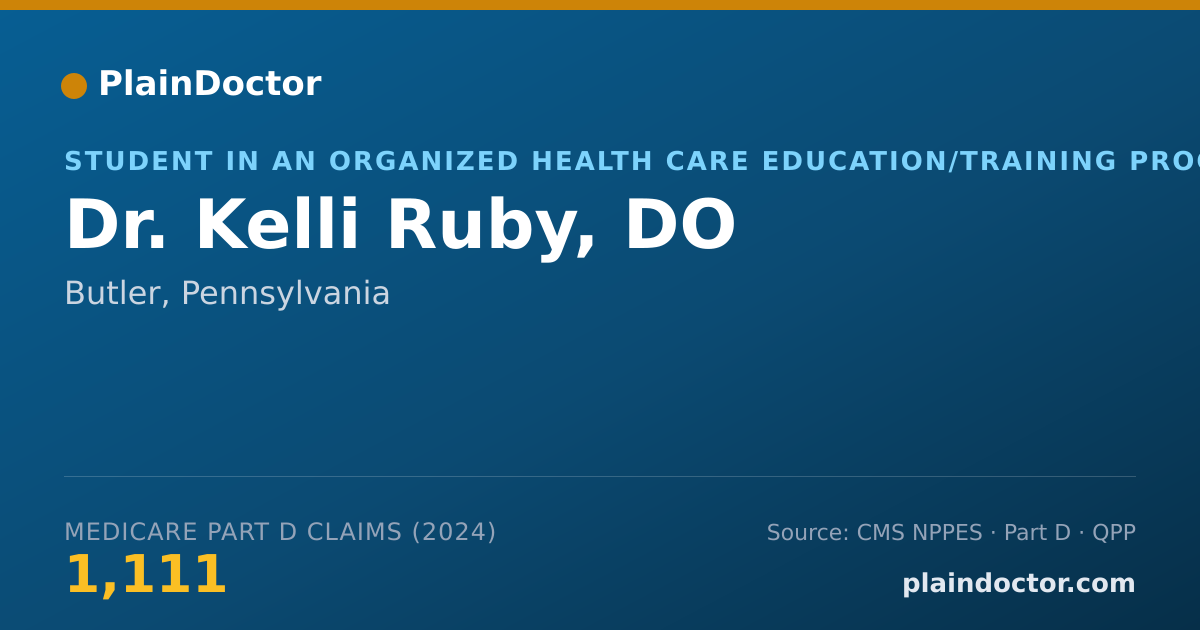 Shareable card for Kelli Ruby, DO - Student in an Organized Health Care Education/Training Program, Butler, PA