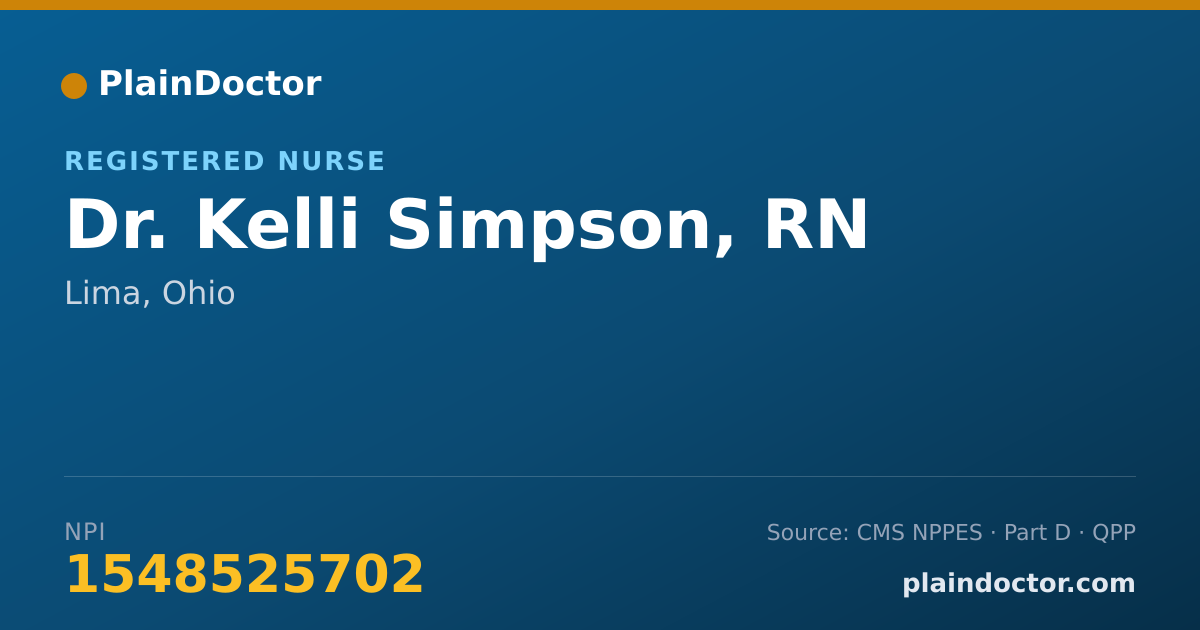 Shareable card for Kelli Simpson, RN - Registered Nurse, Lima, OH