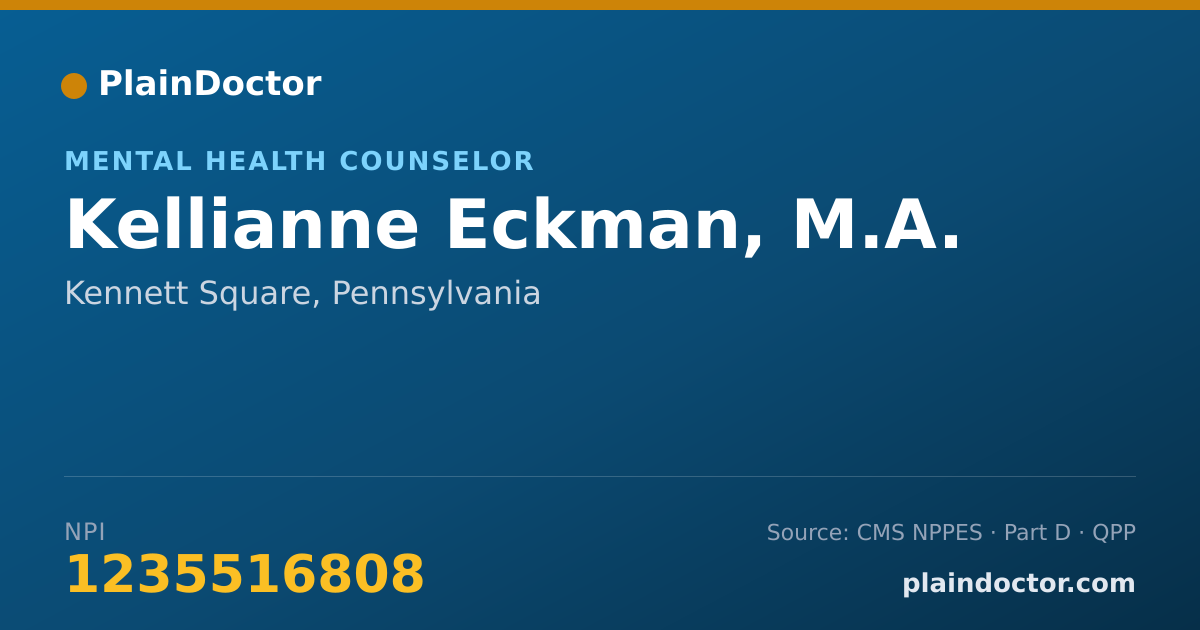 Shareable card for Kellianne Eckman, M.A. - Mental Health Counselor, Kennett Square, PA