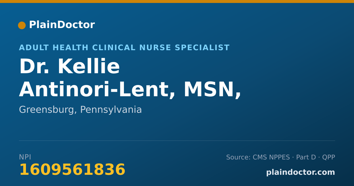 Shareable card for Kellie Antinori-Lent, MSN, RN, CNS - Adult Health Clinical Nurse Specialist, Greensburg, PA