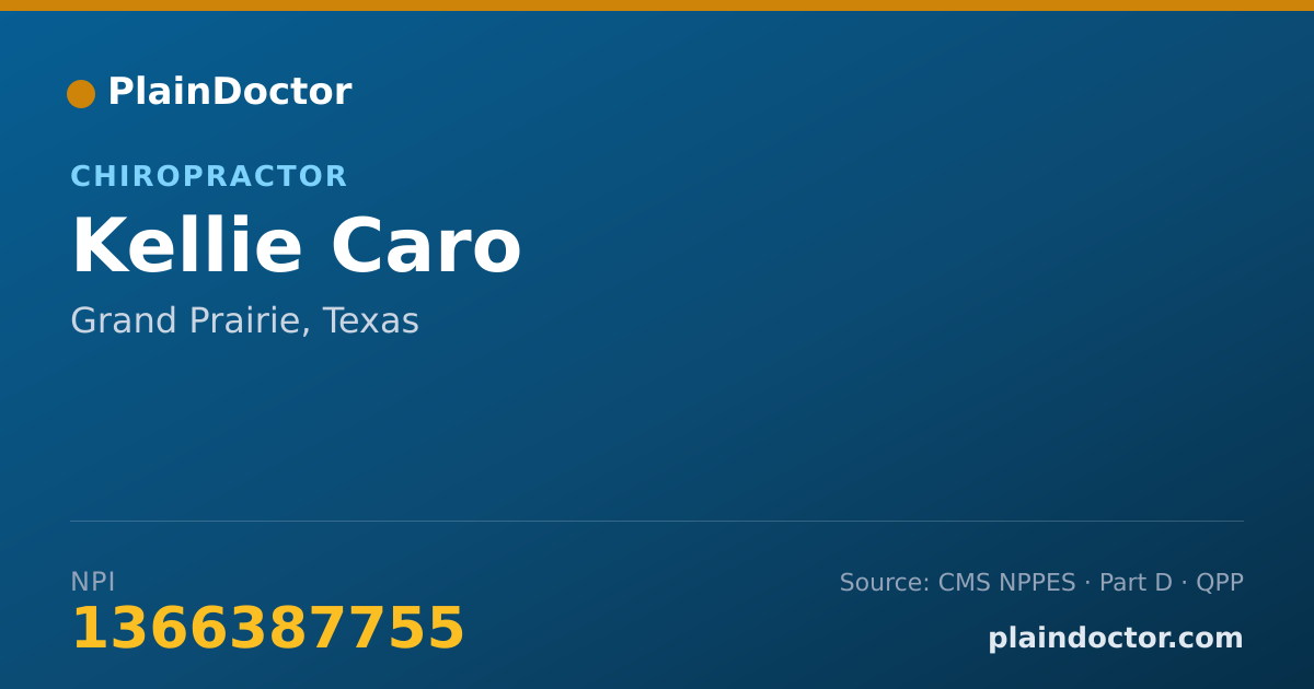 Shareable card for Kellie Caro - Chiropractor, Grand Prairie, TX