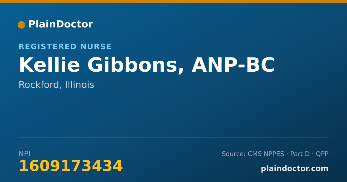 Shareable card for Kellie Gibbons, ANP-BC - Registered Nurse, Rockford, IL