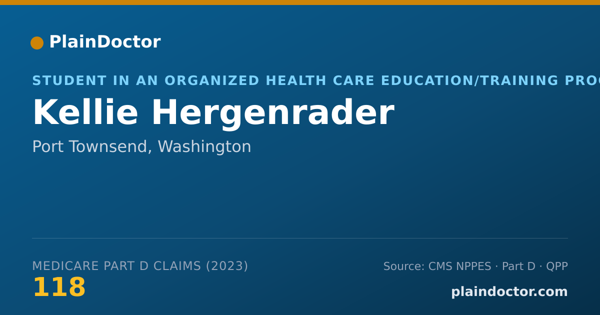 Shareable card for Kellie Hergenrader - Student in an Organized Health Care Education/Training Program, Port Townsend, WA