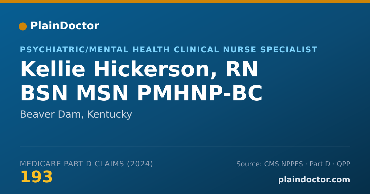 Shareable card for Kellie Hickerson, RN BSN MSN PMHNP-BC - Psychiatric/Mental Health Clinical Nurse Specialist, Beaver Dam, KY