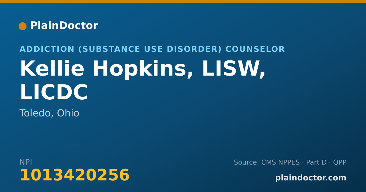 Shareable card for Kellie Hopkins, LISW, LICDC - Addiction (Substance Use Disorder) Counselor, Toledo, OH