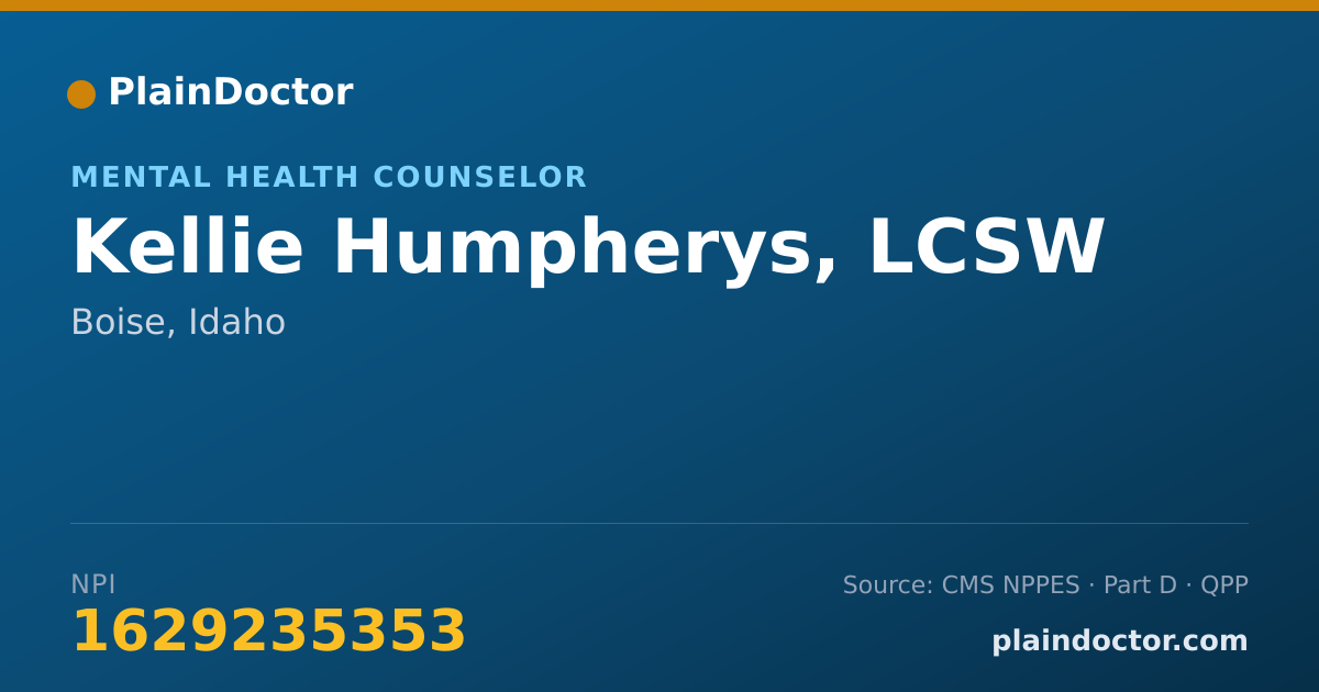 Shareable card for Kellie Humpherys, LCSW - Mental Health Counselor, Boise, ID