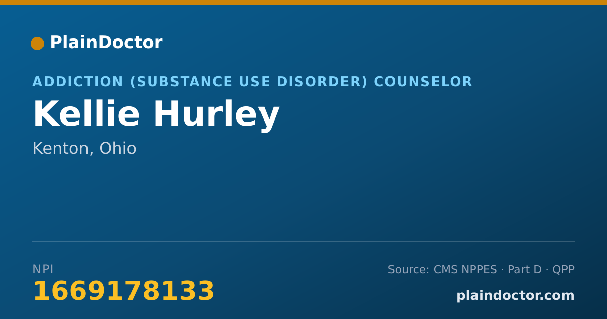 Shareable card for Kellie Hurley - Addiction (Substance Use Disorder) Counselor, Kenton, OH