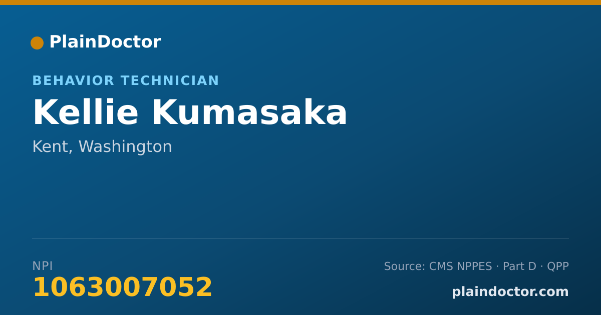 Shareable card for Kellie Kumasaka - Behavior Technician, Kent, WA