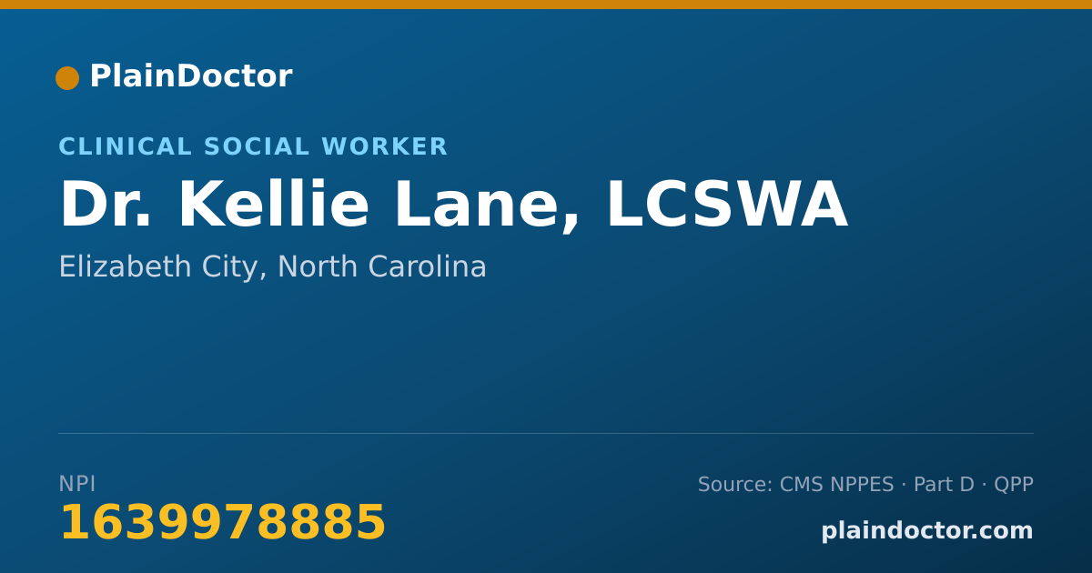 Shareable card for Kellie Lane, LCSWA - Clinical Social Worker, Elizabeth City, NC