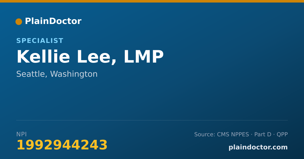Shareable card for Kellie Lee, LMP - Specialist, Seattle, WA