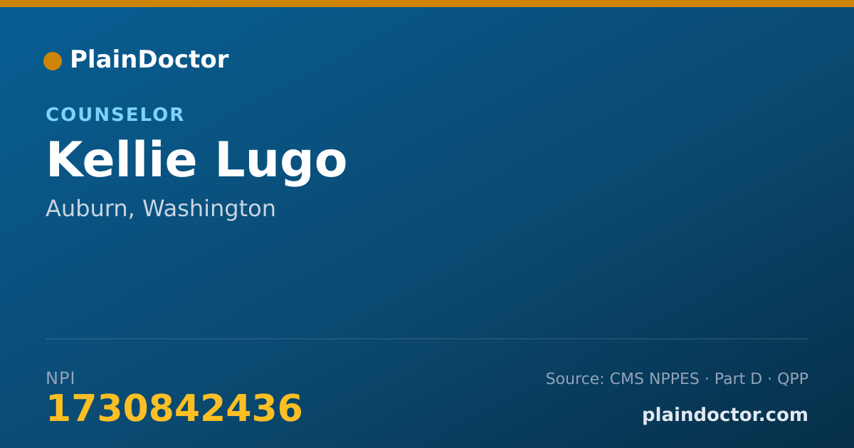 Shareable card for Kellie Lugo - Counselor, Auburn, WA