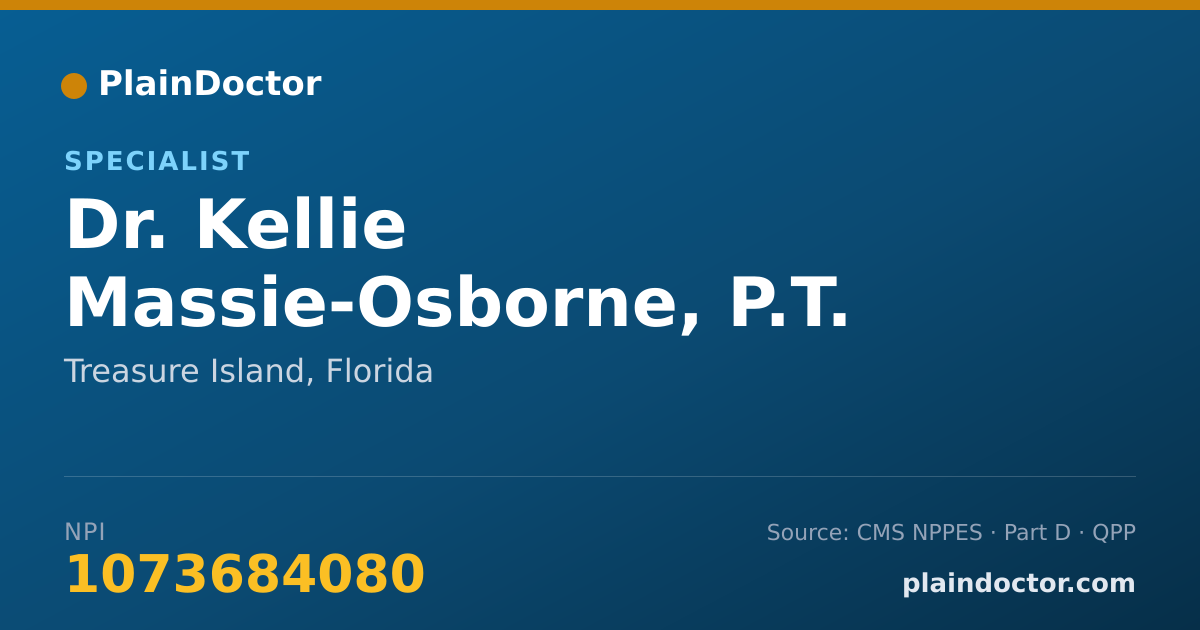 Shareable card for Kellie Massie-Osborne, P.T. - Specialist, Treasure Island, FL