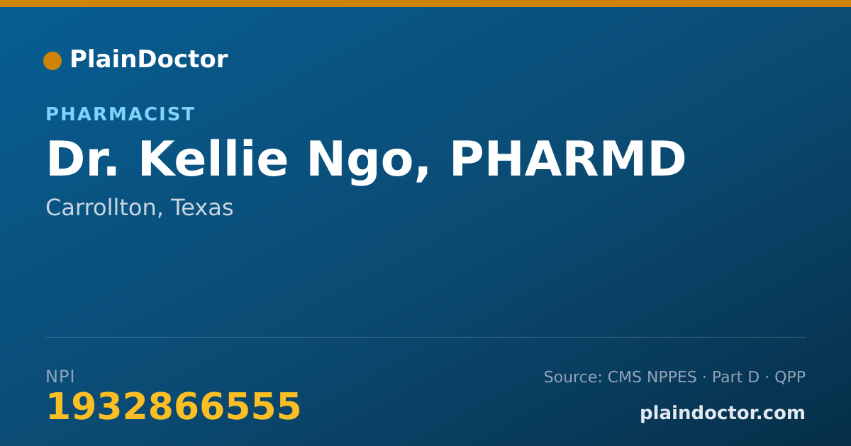 Shareable card for Kellie Ngo, PHARMD - Pharmacist, Carrollton, TX