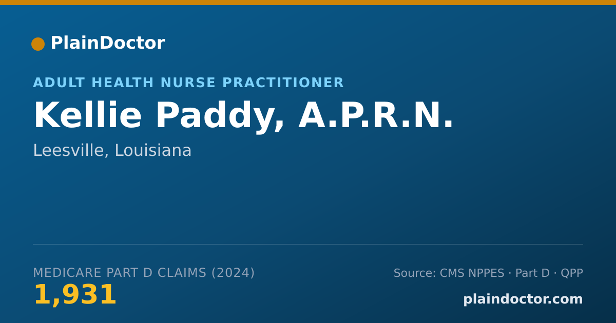 Shareable card for Kellie Paddy, A.P.R.N. - Adult Health Nurse Practitioner, Leesville, LA