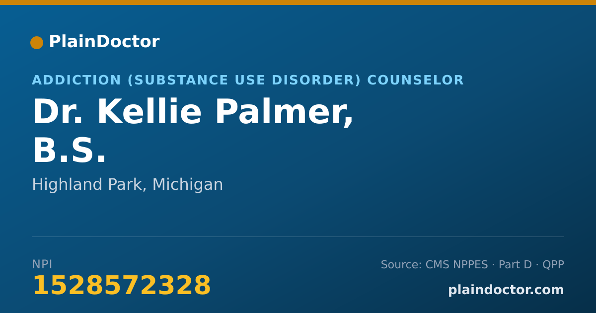 Shareable card for Kellie Palmer, B.S. - Addiction (Substance Use Disorder) Counselor, Highland Park, MI