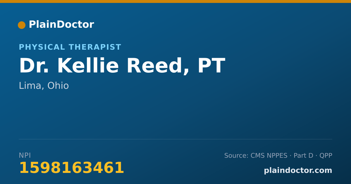 Shareable card for Kellie Reed, PT - Physical Therapist, Lima, OH