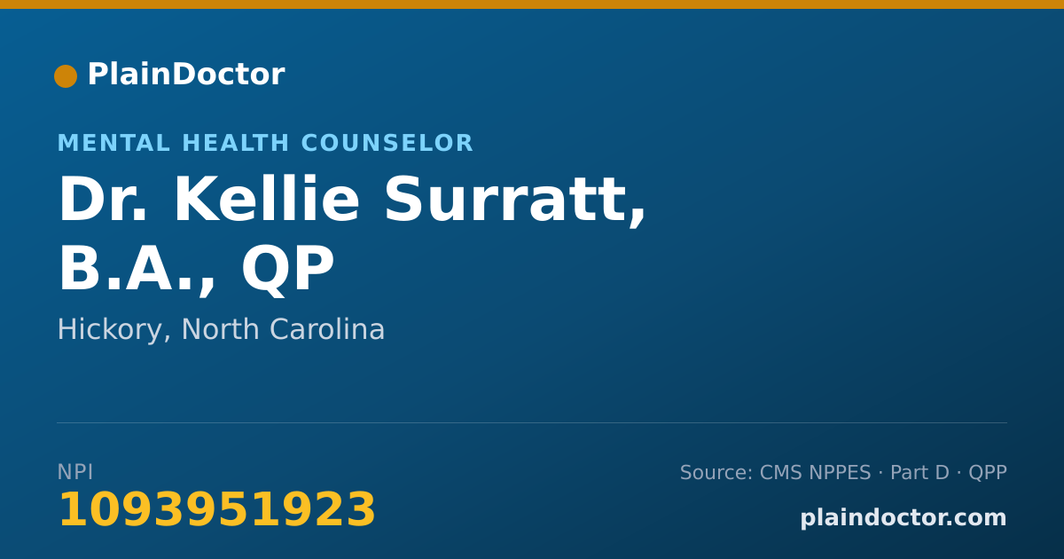 Shareable card for Kellie Surratt, B.A., QP - Mental Health Counselor, Hickory, NC