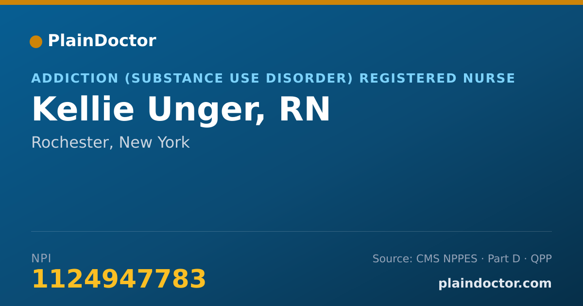 Shareable card for Kellie Unger, RN - Addiction (Substance Use Disorder) Registered Nurse, Rochester, NY