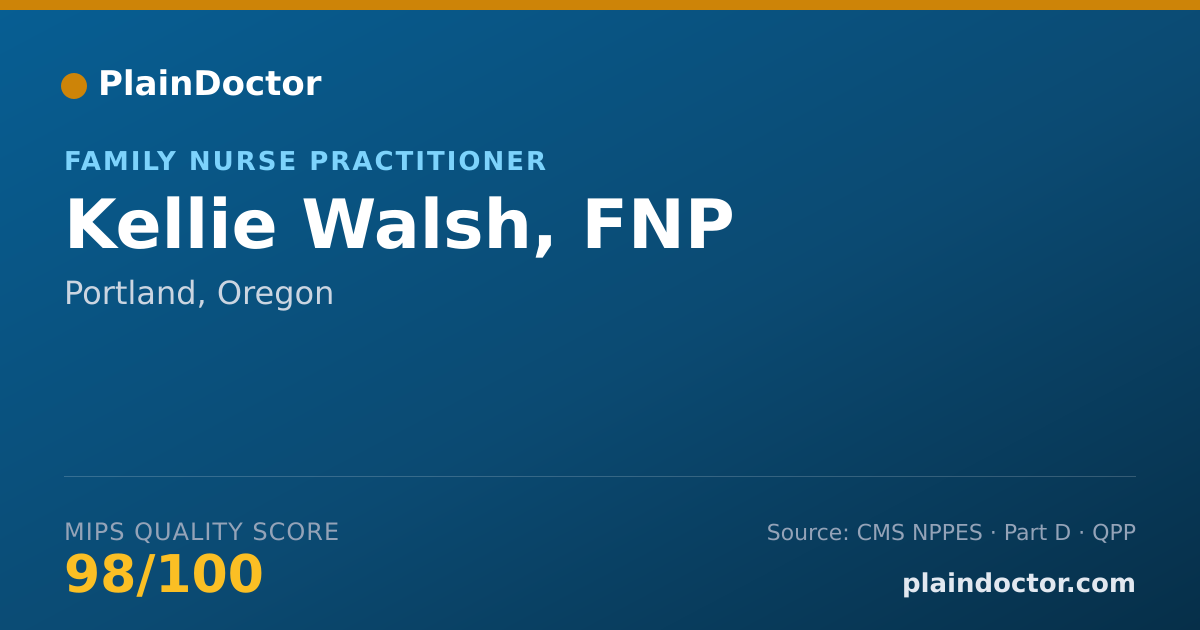 Shareable card for Kellie Walsh, FNP - Family Nurse Practitioner, Portland, OR