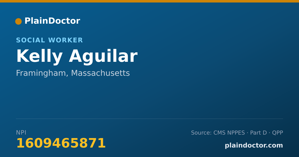 Shareable card for Kelly Aguilar - Social Worker, Framingham, MA