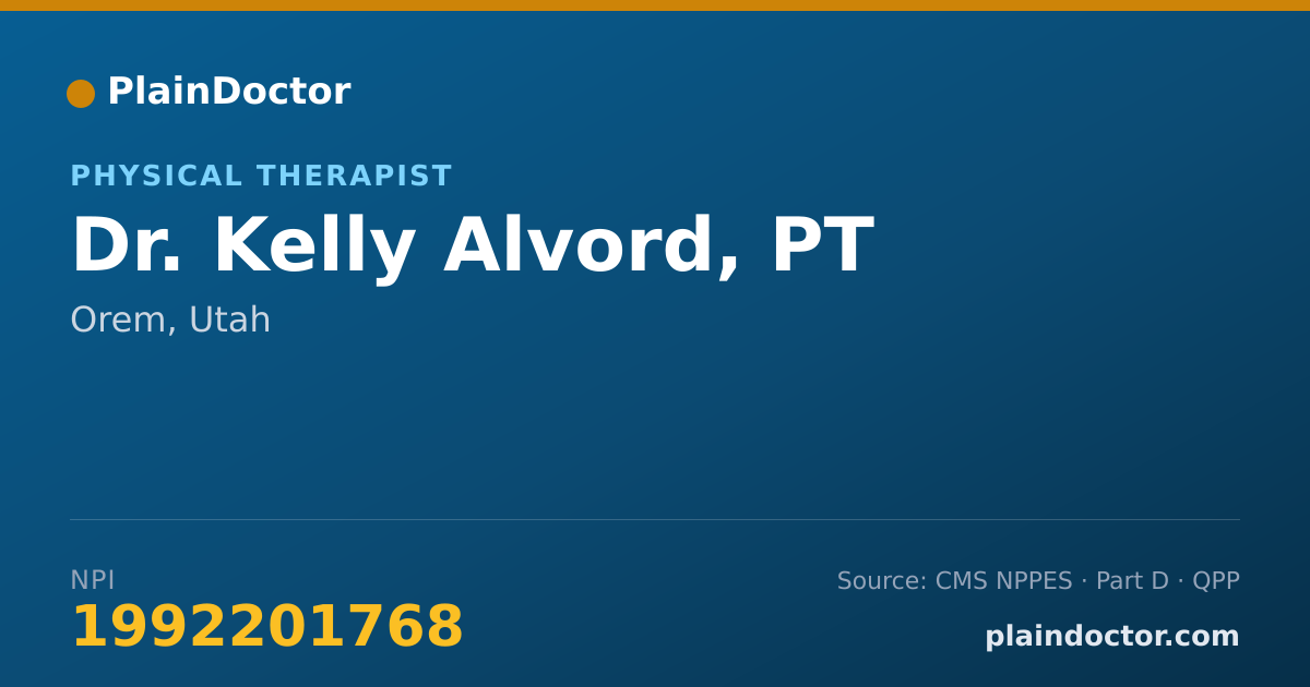 Shareable card for Kelly Alvord, PT - Physical Therapist, Orem, UT