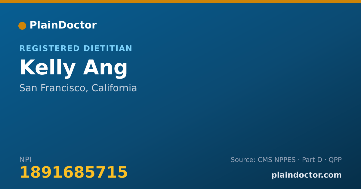 Shareable card for Kelly Ang - Registered Dietitian, San Francisco, CA